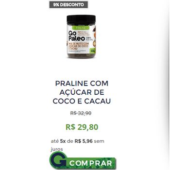 PRALINE COM AÇUCAR DE COCO E CACAU