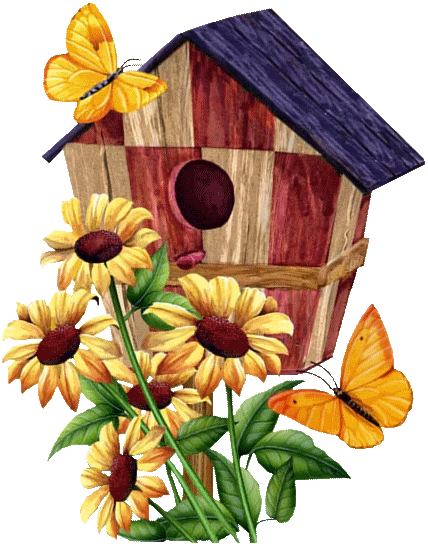 Sunflower Butterflies Bird House