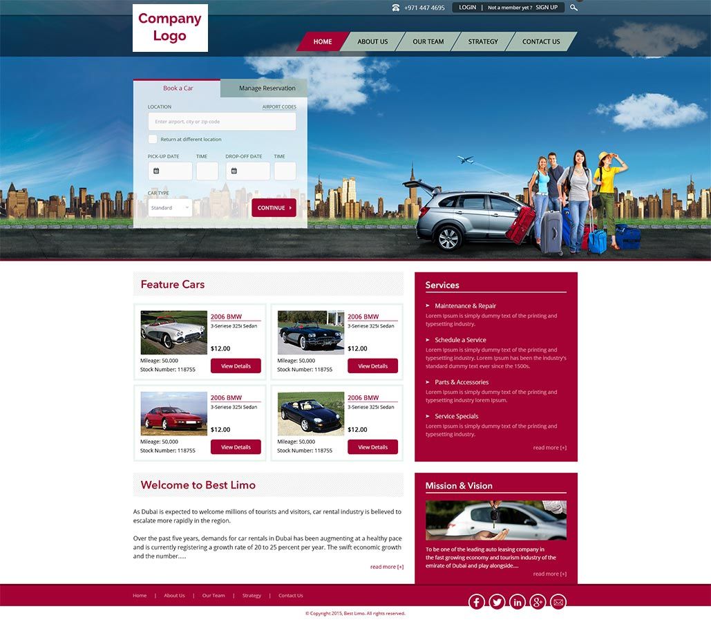 Car Rental Website Template (c) vedwebservices dealer website design
