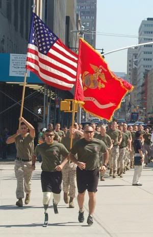 Wounded warrior leads formation on run to Ground Zero