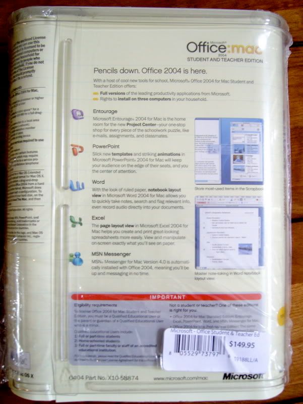 Buy Microsoft Office 2004 Student and Teacher Edition mac os