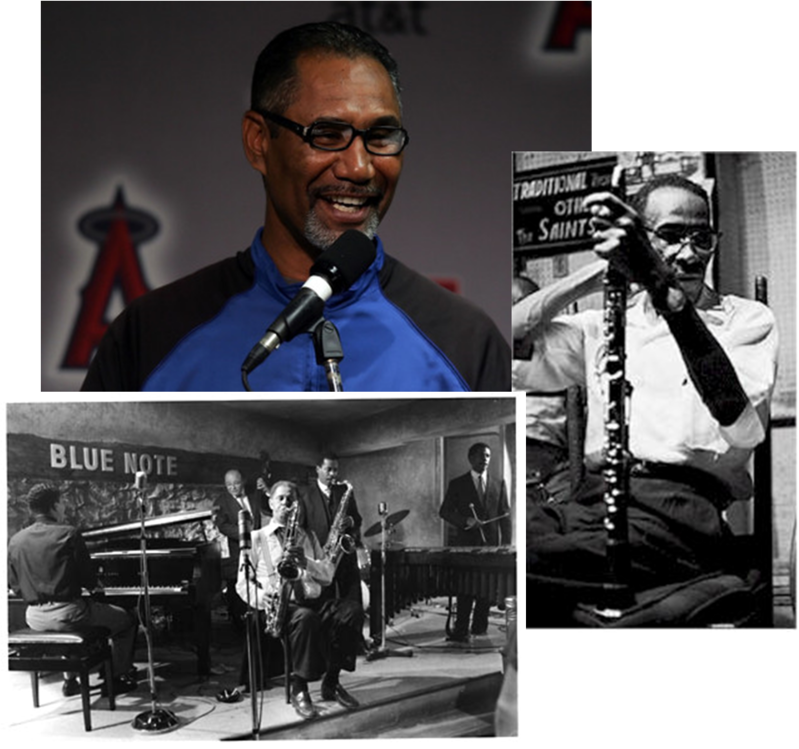 Collage of Jerry Manuel, George Lewis and Blue Note records studio scene