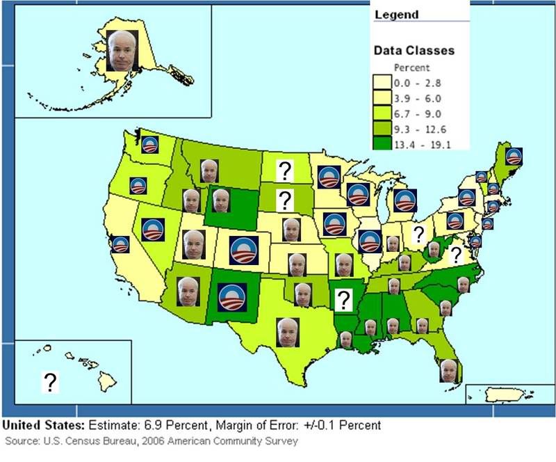 U.S. States % of Housing as Mobile Homes or Trailers & McCain & Obama polling data