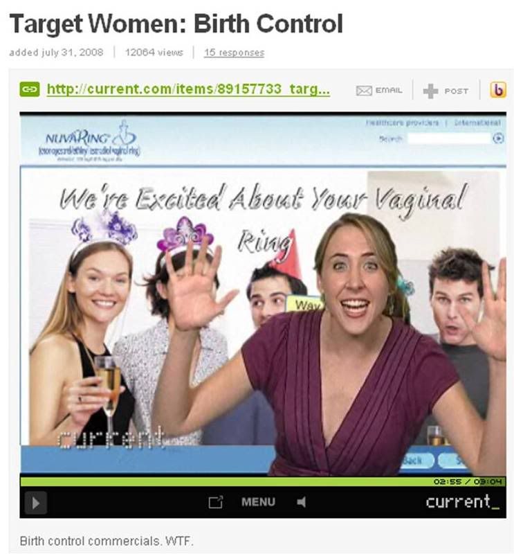 Current Info Mania Target Women: Birth Control screenshot of Nuva Ring ecards