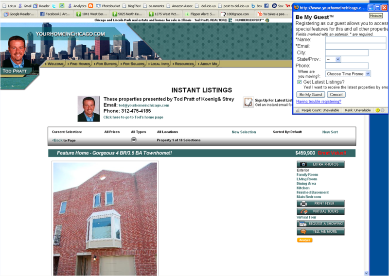 Tod Pratt, yourhomeinchicago.com making me register to see pictures of a townhouse he's marketing - really?