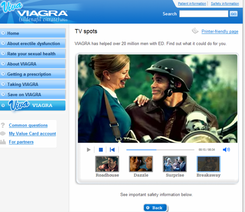 screenshot of awful viva viagra commercial