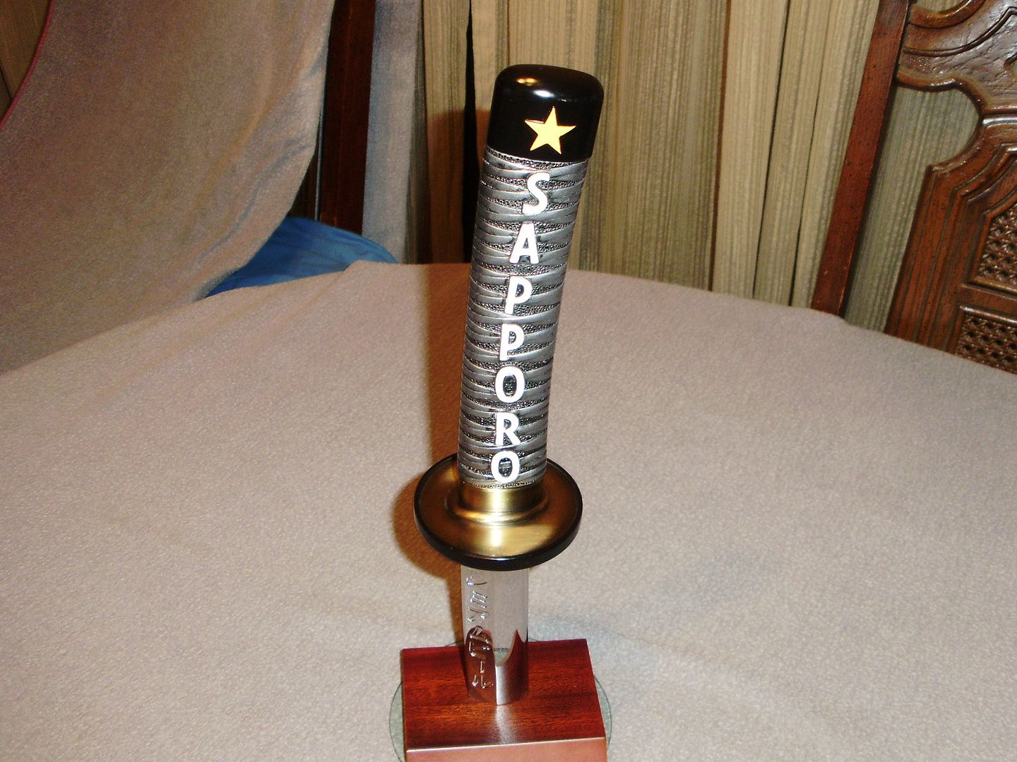 SAPPORO GOLD STAR PREMIUM BEER TAP HANDLE AWESOME FIGURAL SAMURAI SWORD MUST SEE eBay