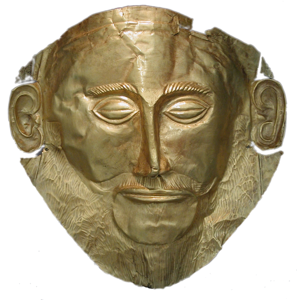 A Mycenaean funeral mask identified as the &quot;Mask of Agamemnon&quot; by Heinrich Schliemann
