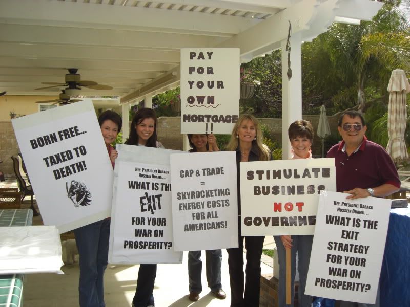 Group with signs