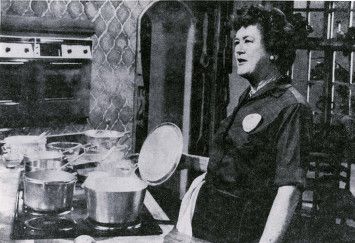  Julia Child gives the KUHT audience a cooking demonstration