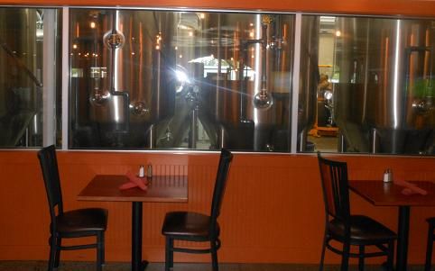 View of in house beer vats from Brannon's Brewery & Pub's dining area