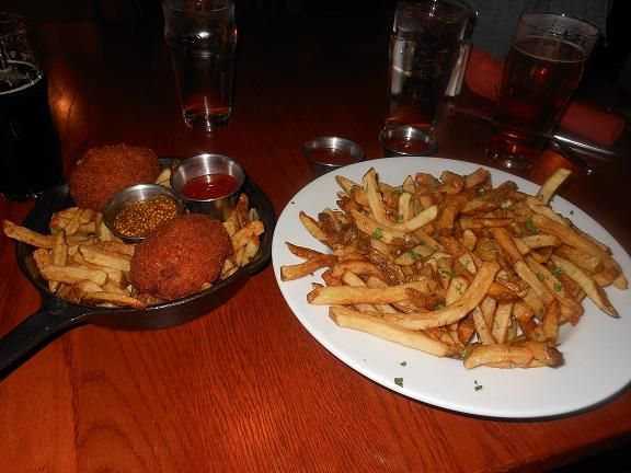 Scotch Eggs & Fries served with house made Beer Mustard and Garlic Fries