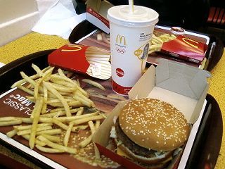 A Big Mac combo meal with French fries and Coca-Cola
