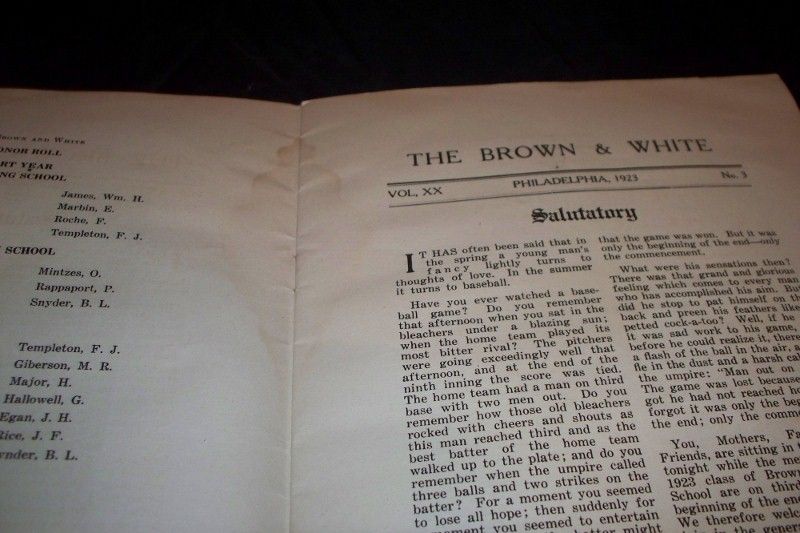 Brown College Preparatory School 1923 PA Magazine White  