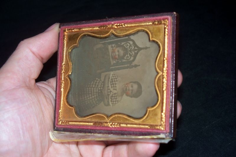 Antique Ambrotype Daguerreotype Sisters Tinted Cheeks  