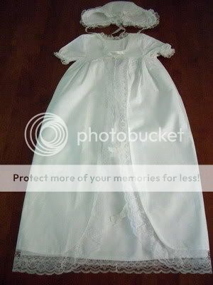 NEW Baby Lace Christening Gown Dress & Bonnet 3 18 MO.  